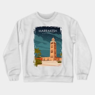 Marrakesh Morocco Vintage Minimal Retro Travel Poster at Night Crewneck Sweatshirt